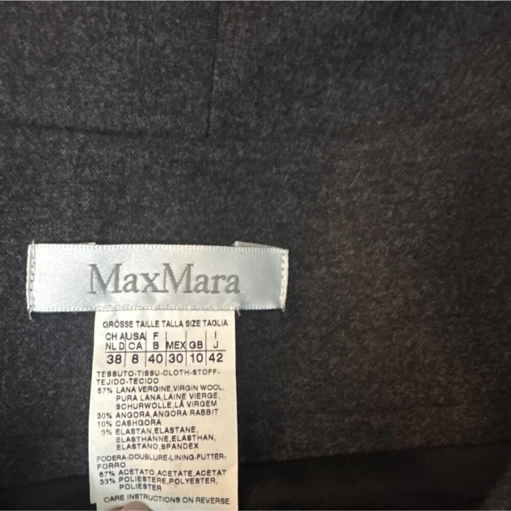 Max Mara Grey Wool Blend Pleated Pencil Skirt Womens Size 8